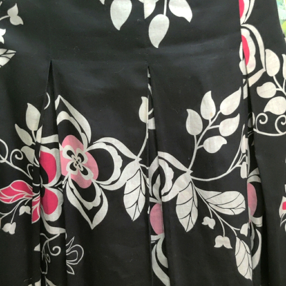Full black floral Loft skirt.